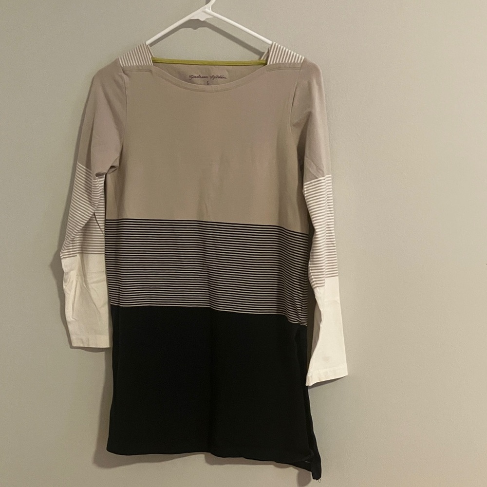 Gudrun Sjoden Beige, White and Black Colorblock Stripy Tunic